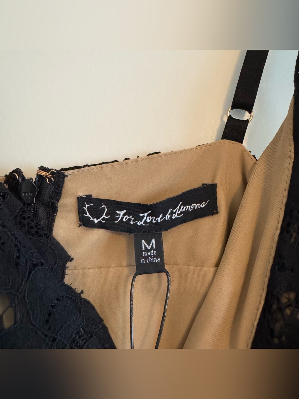 NWT For Love & Lemons / Revolve Black Lace Midi Slip Dress - Picture 4 of 5
